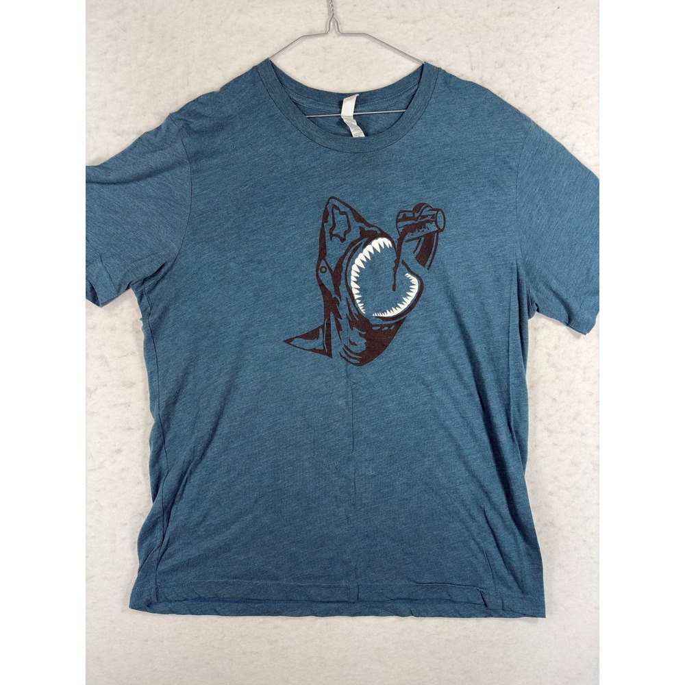 Spring Lounge NYC Shark Graphic T-Shirt Blue Life Is Short Drink Early Mens XL